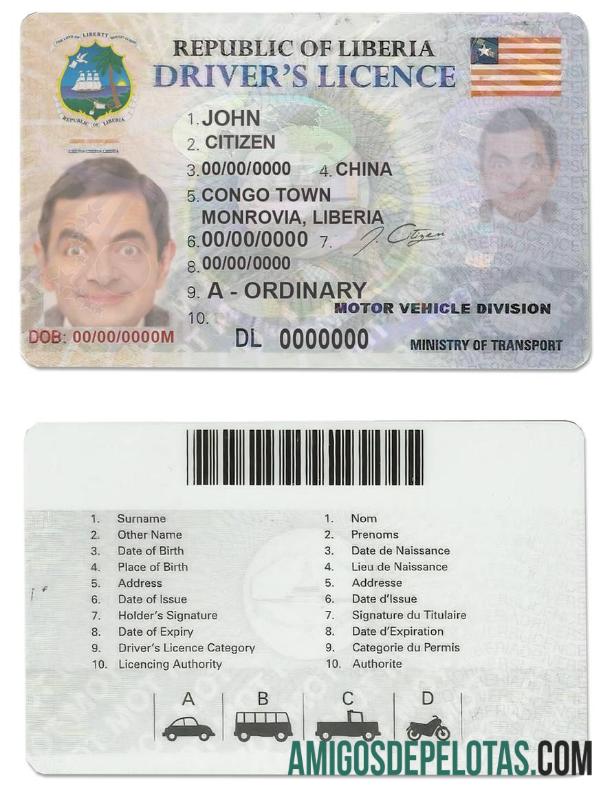 Carta de condução da Libéria modelo